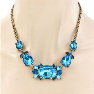 Aqua Pool Blue Crystals Necklace Costume Jewelry